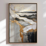 Håndlavet maleri med ramme - Golden Rift - Mixed media - Incado