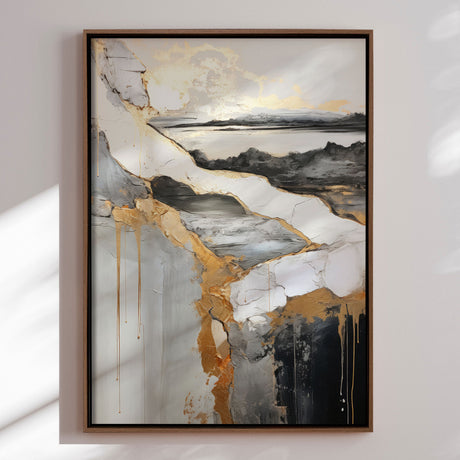 Håndlavet maleri med ramme - Golden Rift - Mixed media - Incado