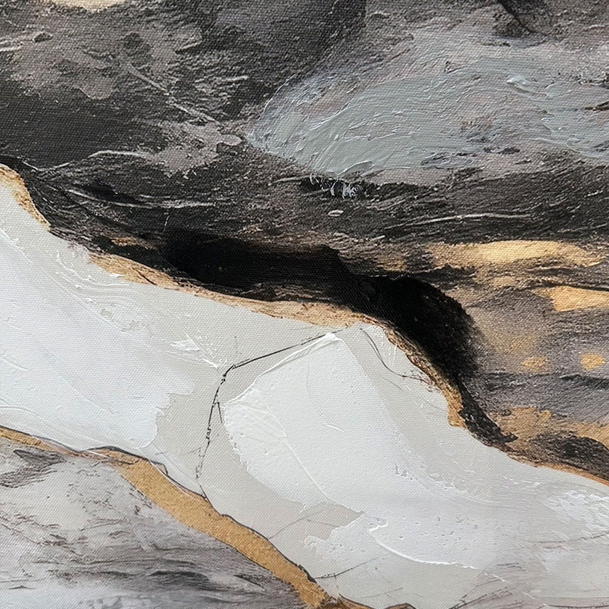 Håndlavet maleri med ramme - Golden Rift - Mixed media - Incado