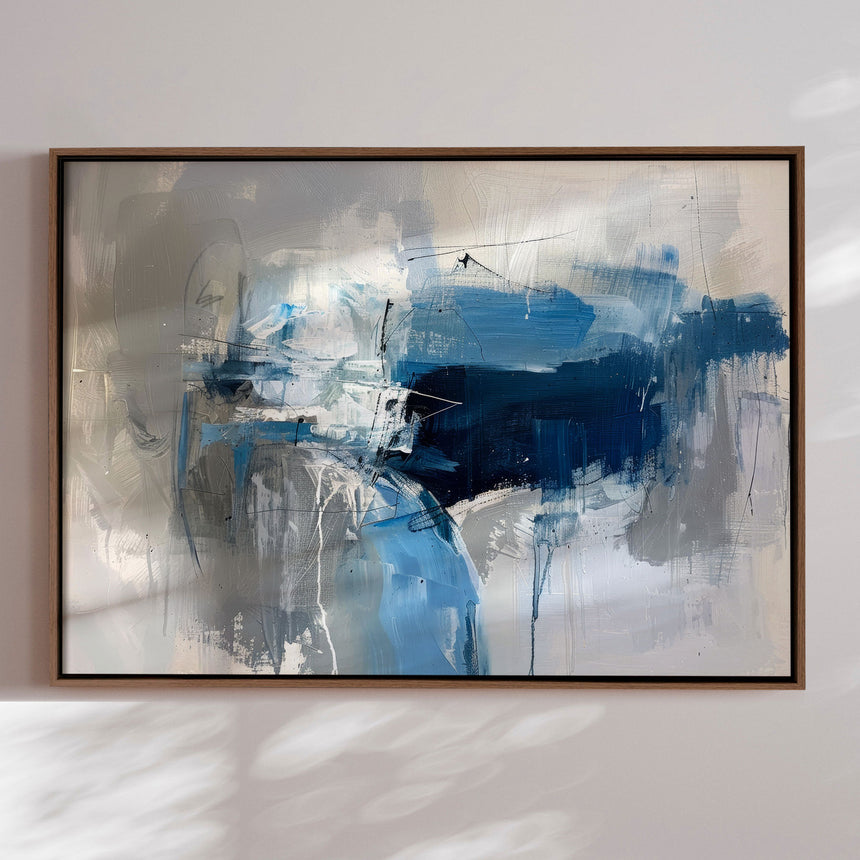 Håndlavet maleri med ramme - Midnight Currents - Mixed media - Incado