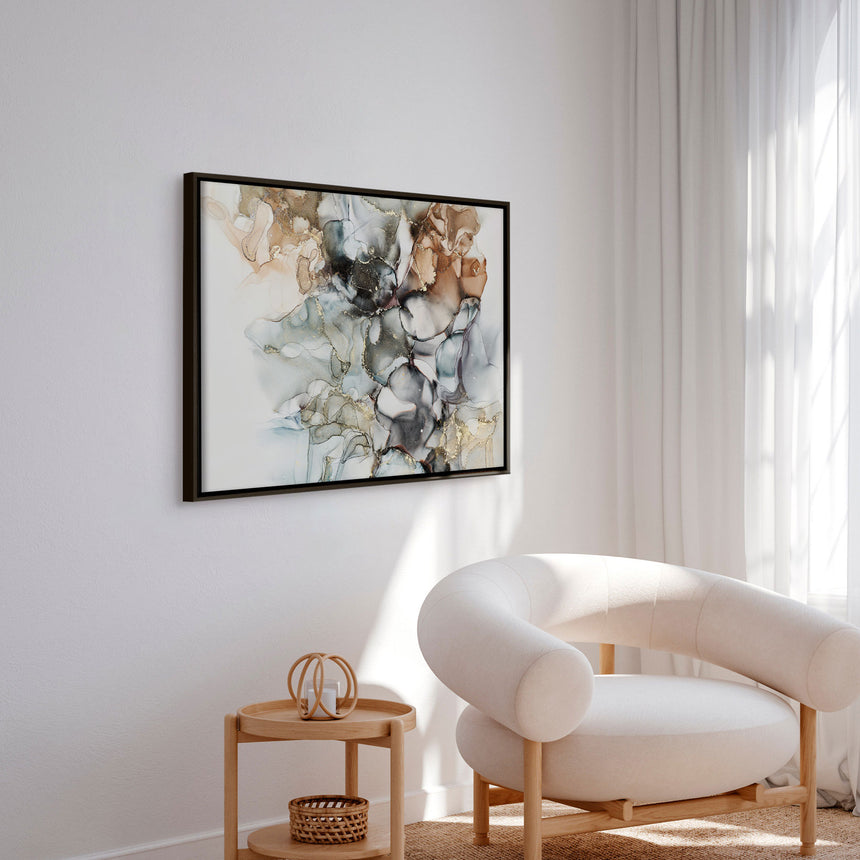Håndlavet maleri med ramme - Contemporary Water III - Mixed media - Incado
