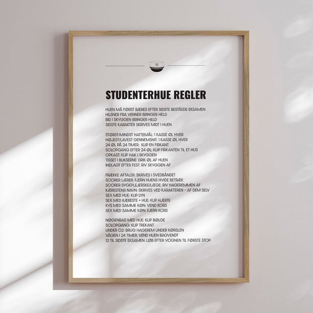 Plakat - Studenterhue Regler - Incado