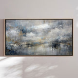 Håndlavet maleri med ramme - Misty Reflections - Mixed media