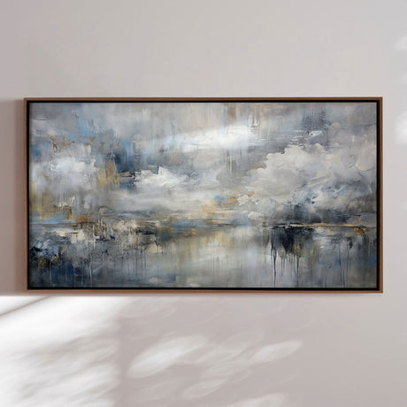 Håndlavet maleri med ramme - Misty Reflections - Mixed media