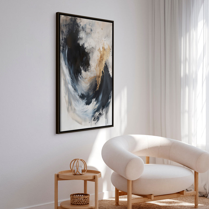 Håndlavet maleri med ramme - Shadowfall - Mixed media