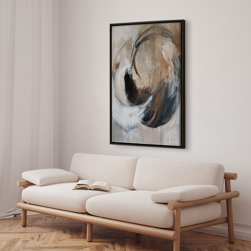 Håndlavet maleri med ramme - Dark Tide - Mixed media