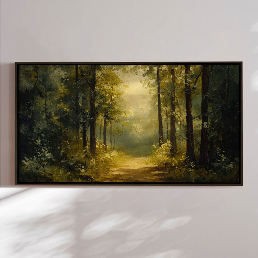 Håndlavet maleri med ramme - Dark Forest - Mixed media