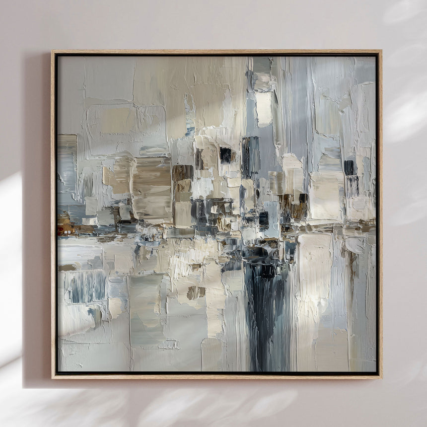 Håndlavet maleri med ramme - Pastel Construction - Mixed media