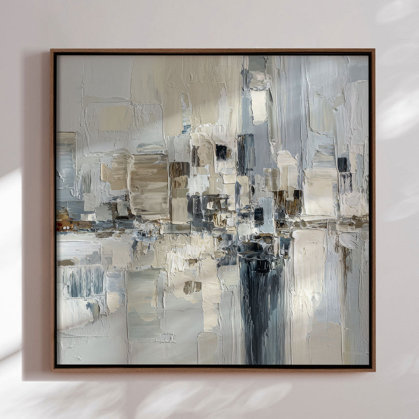 Håndlavet maleri med ramme - Pastel Construction - Mixed media