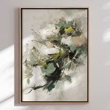 Håndlavet maleri med ramme - Green Dance - Mixed media