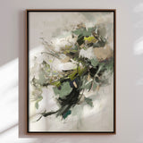 Håndlavet maleri med ramme - Green Dance - Mixed media