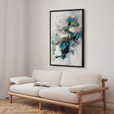 Håndlavet maleri med ramme - Blue Motion - Mixed media