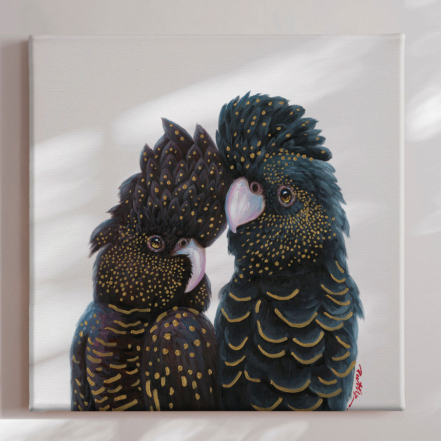 Håndlavet maleri - Lovebirds - Mixed media - Incado