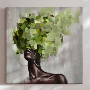 Håndlavet maleri - Wooden Hair Green - Incado