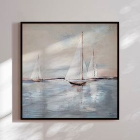 Håndlavet maleri med sort ramme - Windjammer - Mixed media - Incado