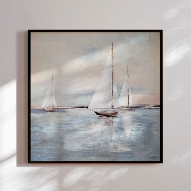 Håndlavet maleri med sort ramme - Windjammer - Mixed media - Incado