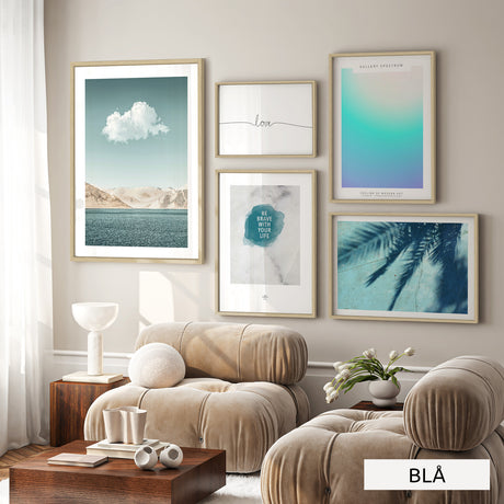 Billedvæg m. rammer og plakater - Flow - Incado