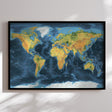 Verdenskort i sort ramme - Cobalt - Plakat - Incado
