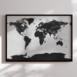 Verdenskort i sort ramme - Grey Current - Plakat - Incado
