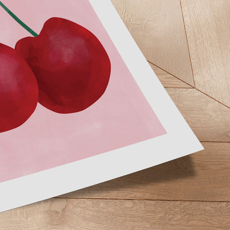 Plakat - Red Cherries with a Green Leaf - Elena Ristova - Incado