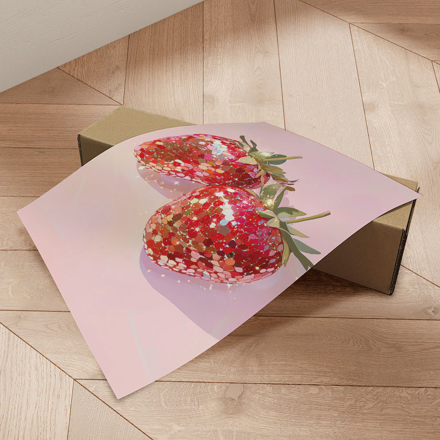 Plakat - Sparkling Strawberries - Melloi Art Prints - Incado