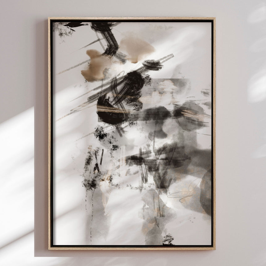 Håndlavet maleri med ramme - Whispers of Ink - 1x Studio II - Mixed media