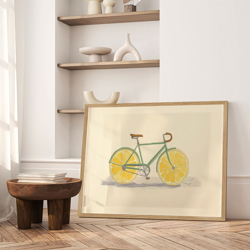 Plakat - Bicycle with Lemon Wheels - Melloi Art Prints - Incado