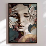 Lærredstryk - Woman Portrait with Floral Elements - Bella Eve