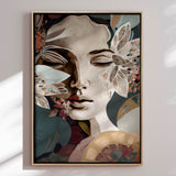 Lærredstryk - Woman Portrait with Floral Elements - Bella Eve