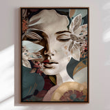Lærredstryk - Woman Portrait with Floral Elements - Bella Eve