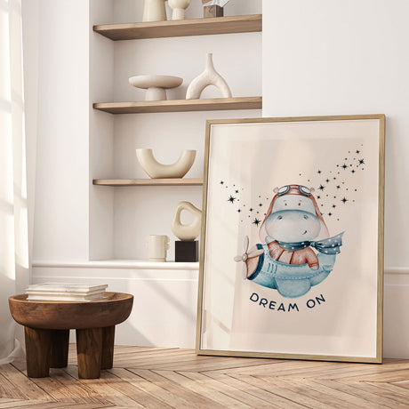 Plakat - Dream On Hippo Pilot - Saskia Michele