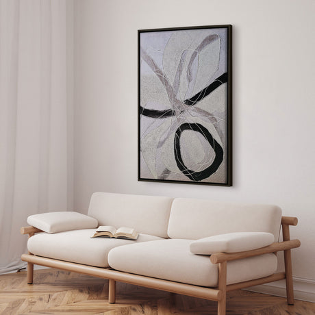 Håndlavet maleri med ramme - Line Study - Alma - Mixed media