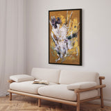 Håndlavet maleri med ramme - Golden Floral Bloom - Dorothy Fagan - Mixed Media