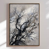 Håndlavet maleri med ramme - Bare Winter Branches - HUGO - Mixed media