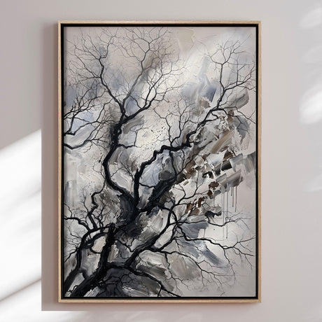 Håndlavet maleri med ramme - Bare Winter Branches - HUGO - Mixed media