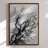 Håndlavet maleri med ramme - Bare Winter Branches - HUGO - Mixed media