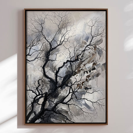 Håndlavet maleri med ramme - Bare Winter Branches - HUGO - Mixed media