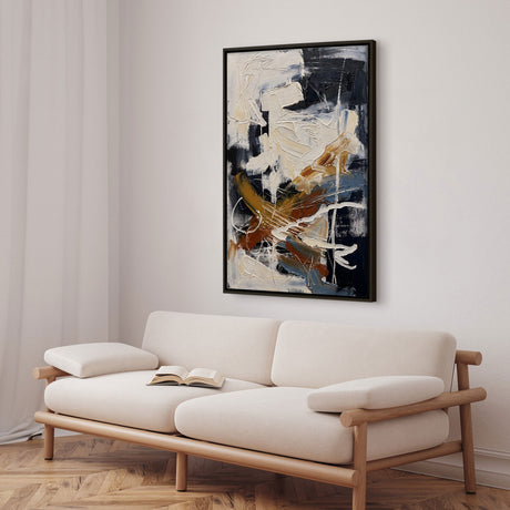 Håndlavet maleri med ramme - Dynamic Textured Abstract - HUGO - Mixed media