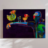 Lærredstryk - Man Speaking Birds - Susse Volander