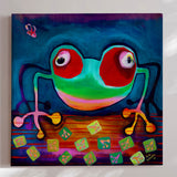 Lærredstryk - The Frog Jumps - Susse Volander