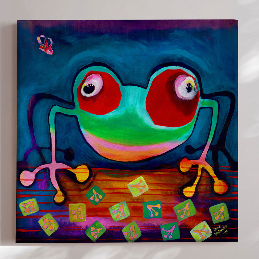 Lærredstryk - The Frog Jumps - Susse Volander