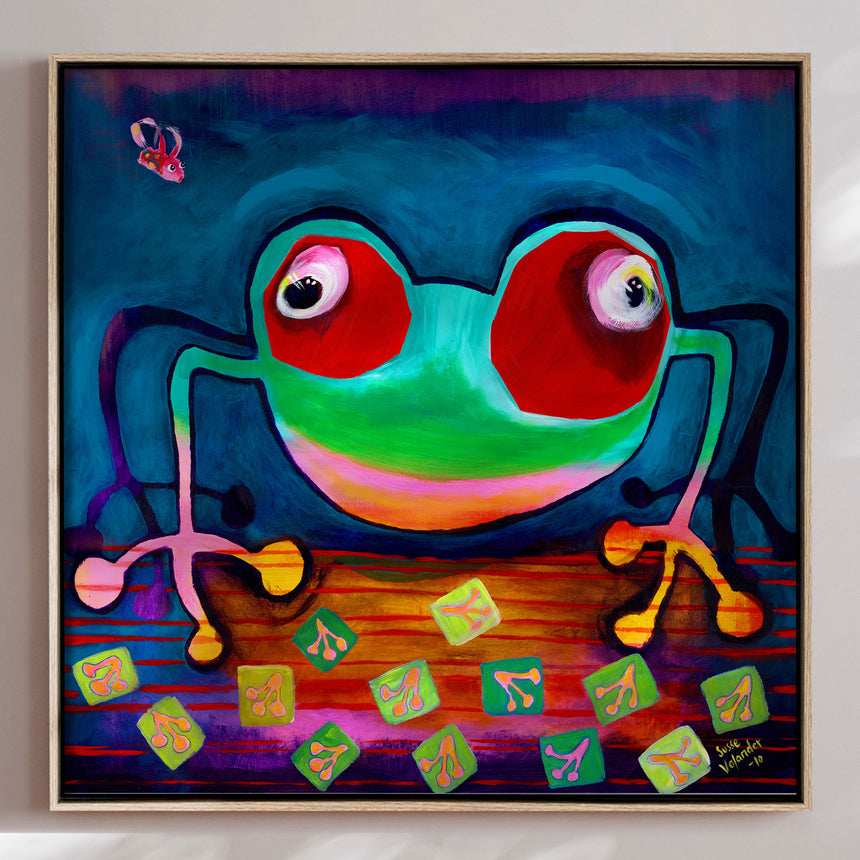Lærredstryk - The Frog Jumps - Susse Volander