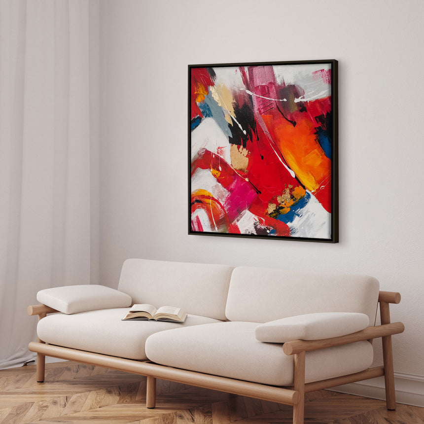 Håndlavet maleri med ramme - Red Emotions - Mixed media - Incado