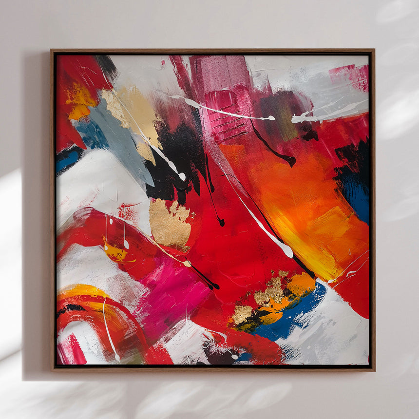 Håndlavet maleri med ramme - Red Emotions - Mixed media - Incado